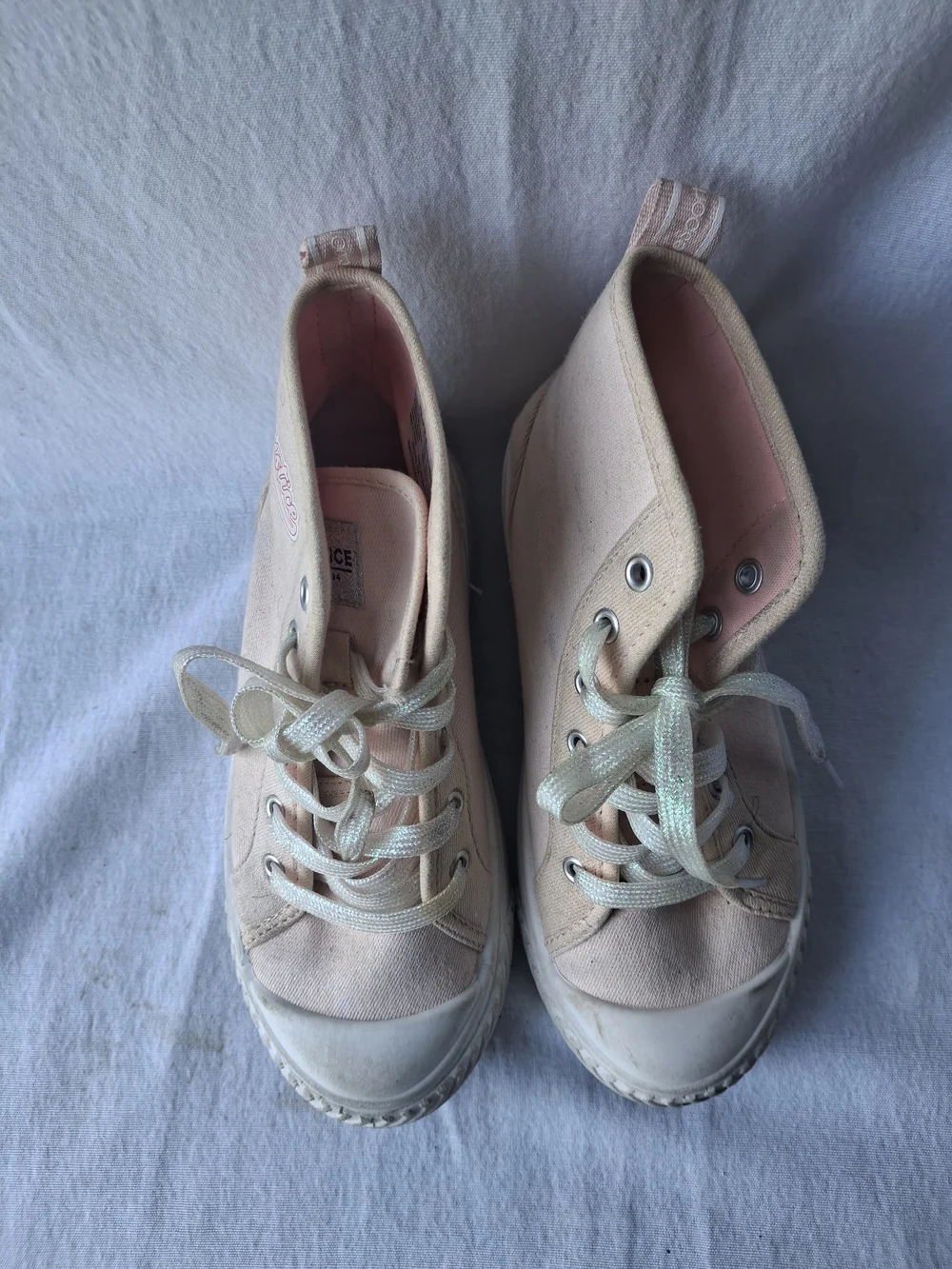 Justice Canvas High-Top Sneakers in Light Pink